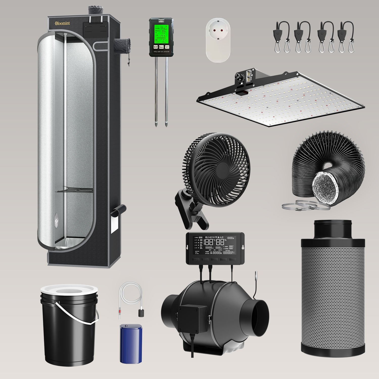 Bloomint Growzelt Komplettset 2.0 mit Hydroponic System - 40 x 40 x 160 cm
