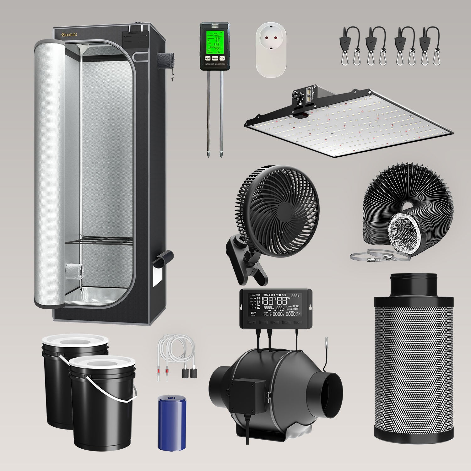Bloomint Growzelt Komplettset 2.0 mit Hydroponic System - 60 x 60 x 180 cm