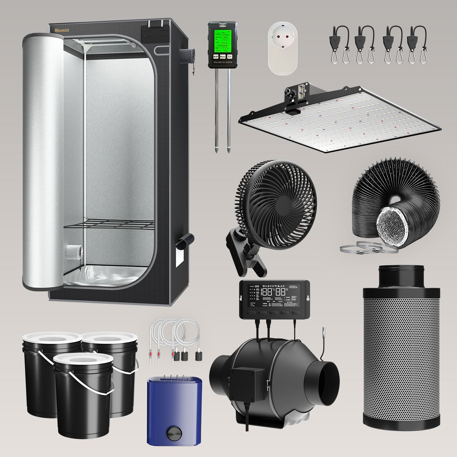 Bloomint Growzelt Komplettset 2.0 mit Hydroponic System - 80 x 80 x 180 cm