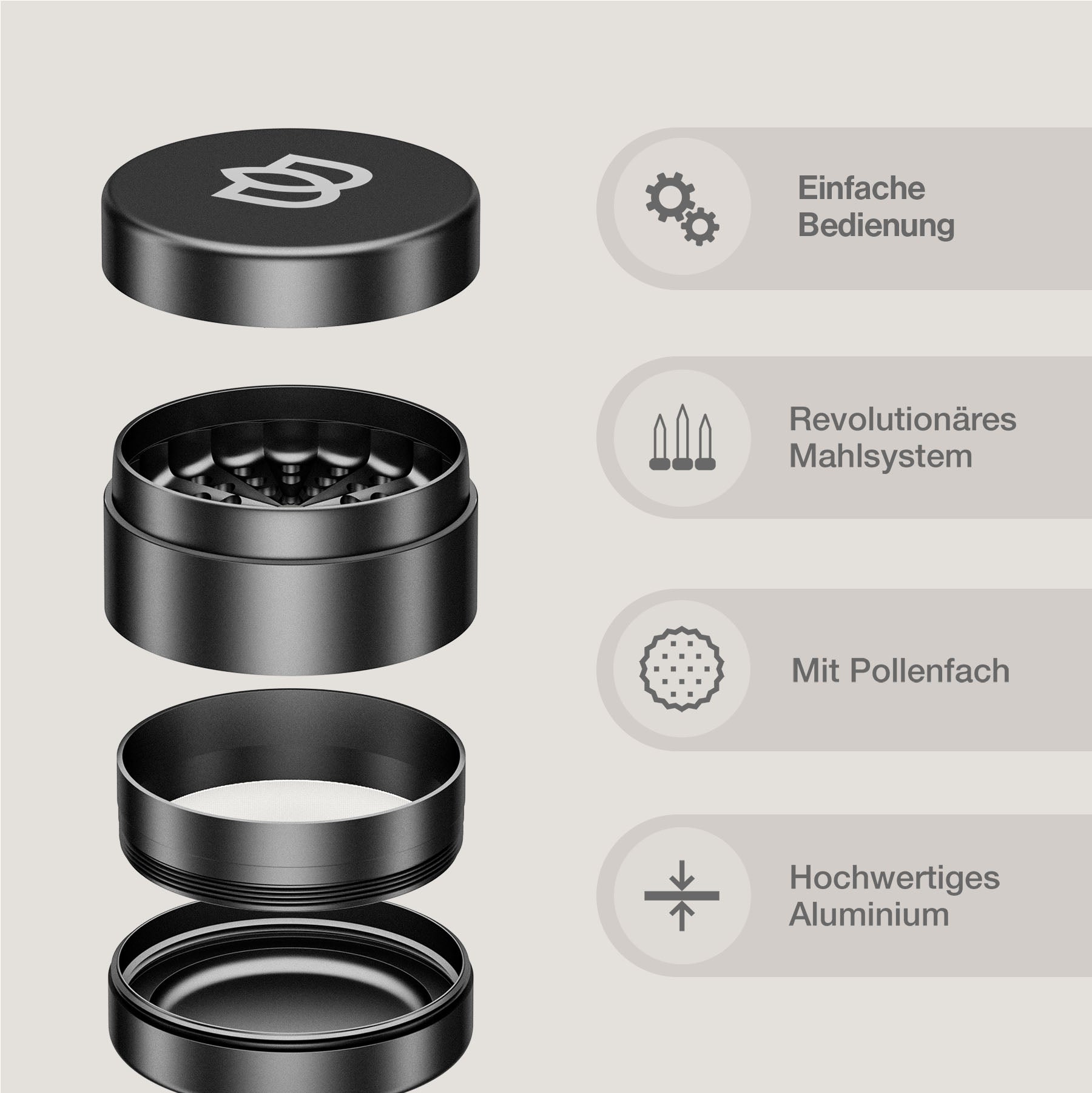 Bloomint Apollo Grinder 2.0, Schwarz, 63 mm
