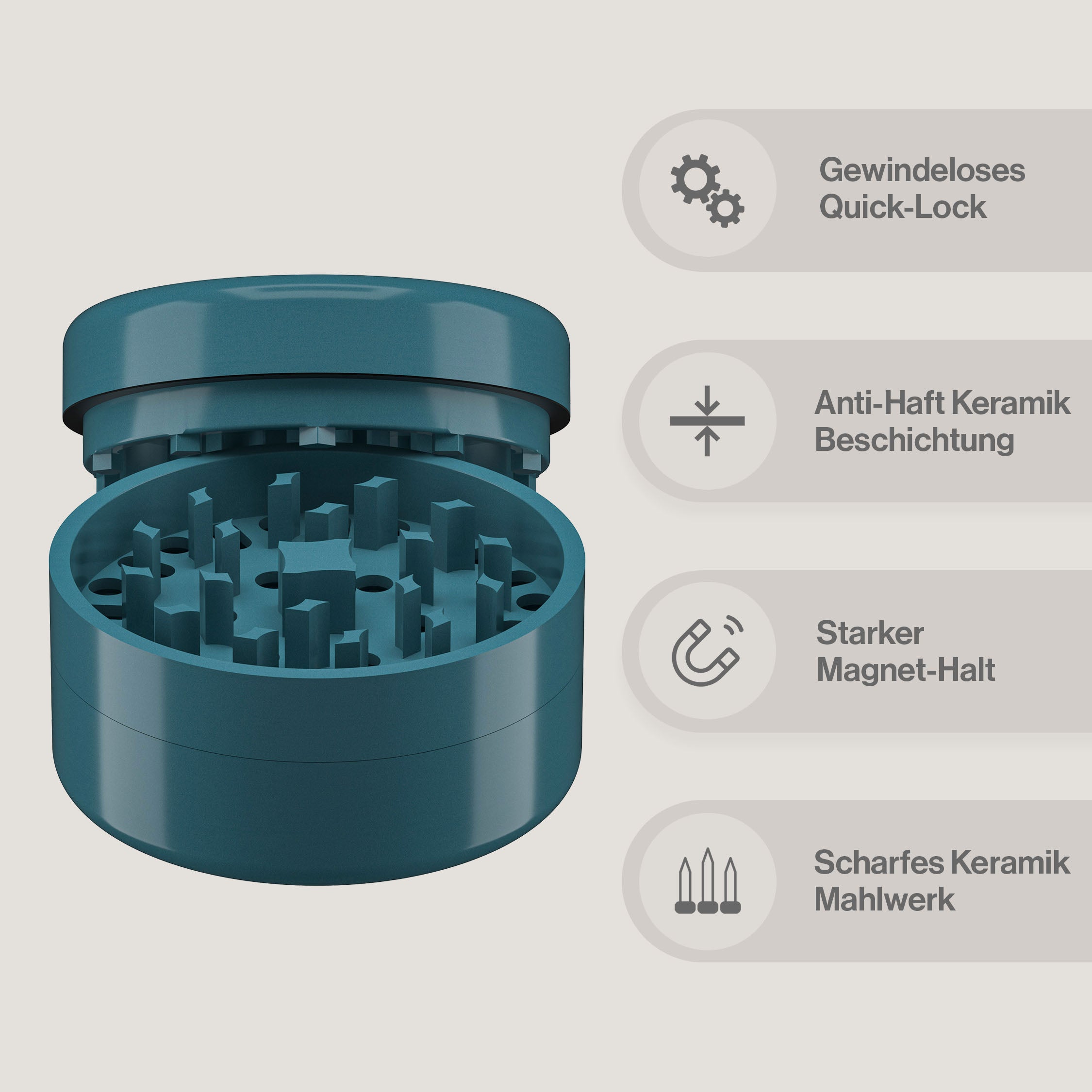 Bloomint Ultra Keramik Grinder, Grün, 63 mm