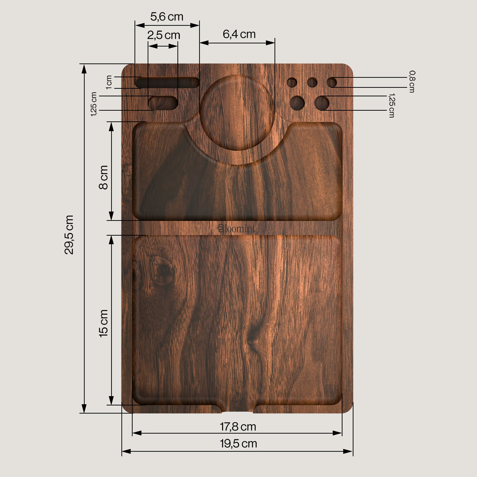 Bloomint Tablett aus Walnussholz 29,5 x 19,5 cm